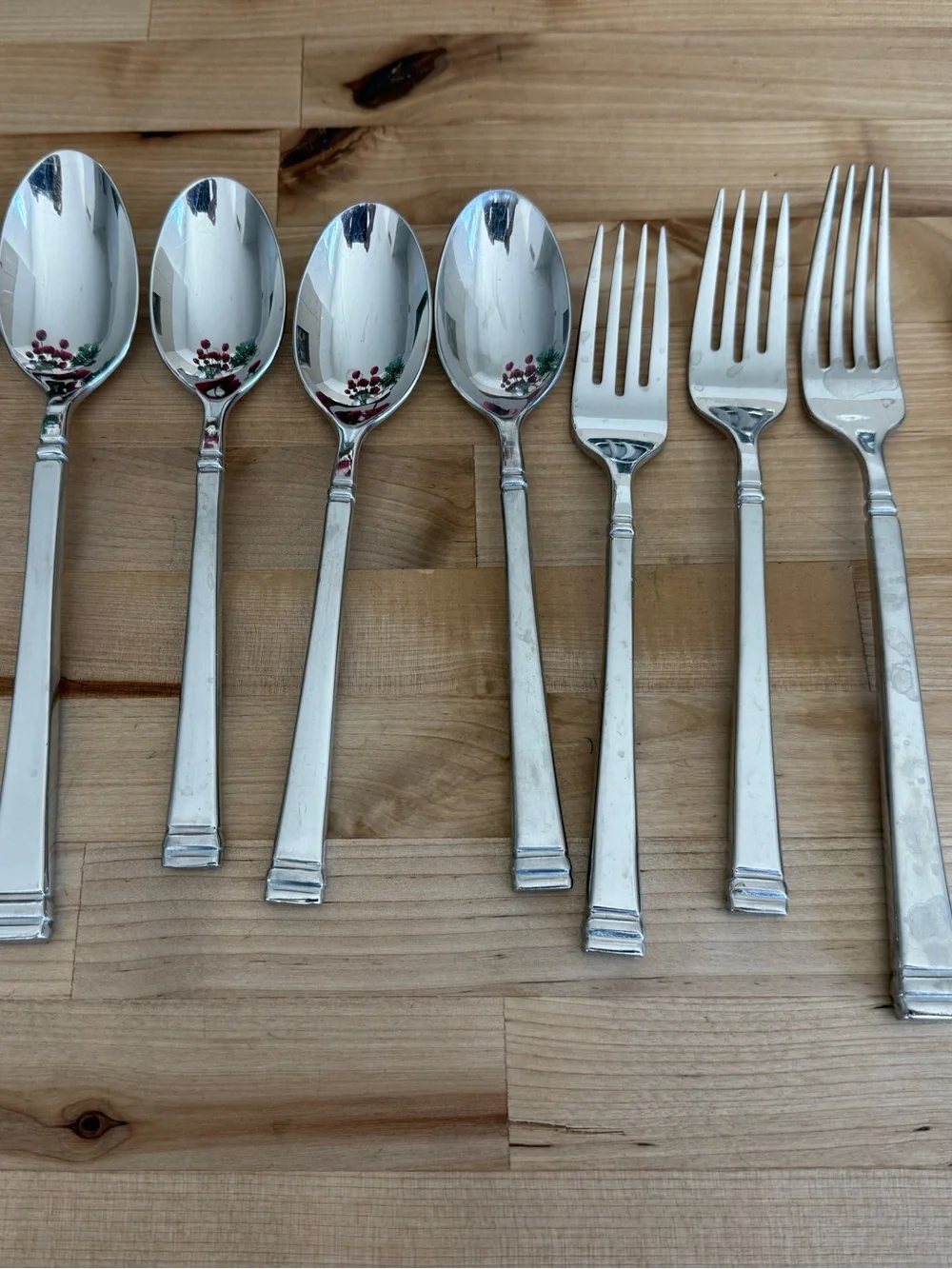 Pottery Barn Stainless Steel —Dessert Spoon and Fork - Silver